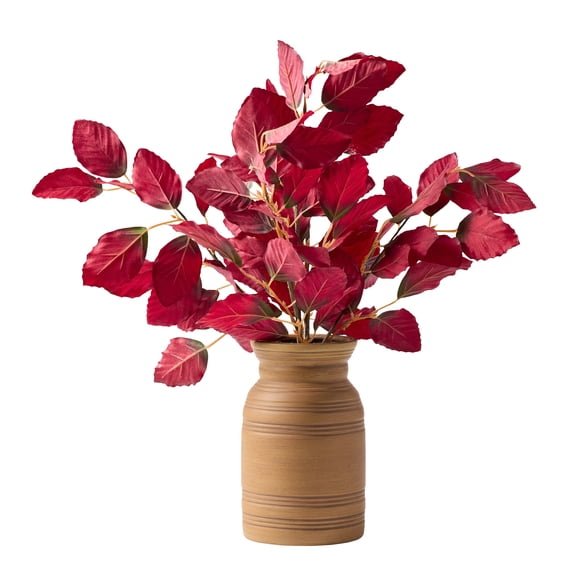 Better Homes & Gardens Faux Dried Burgundy Leaf Arrangement in Ceramic Vase