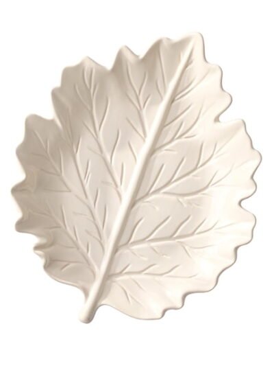 Better Homes & Gardens Figural Leaf Stoneware Serving Platter Cream