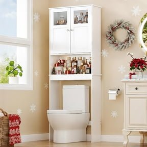 Ktaxon Over-the-Toilet Bathroom Storage Cabinet with 2 Doors - White