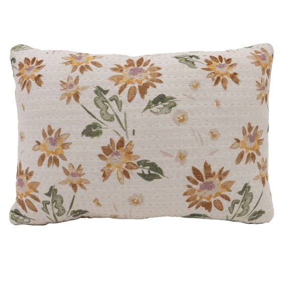 Mainstays 14 x 20 in Chambray Floral Sunflower Lumbar Decorative Throw Pillow