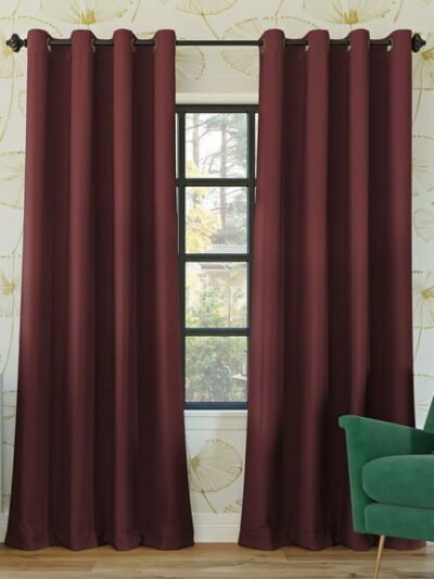 Sun Zero Oslo 100% Blackout Grommet Curtain Panel 52 x 84 in - Wine Red
