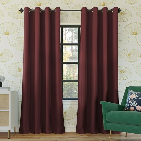 Sun Zero Oslo 100% Blackout Grommet Curtain Panel 52 x 84 in - Wine Red